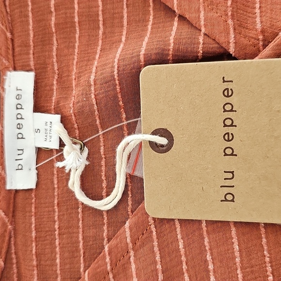 NWT Anthropologie Blu Pepper Womens Brown Stripes Peplum Top Size S - Picture 3 of 4